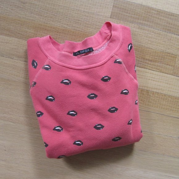 Wildfox Couture Lip Service Sweatshirt Red Boxy Pullover Sweater Top M - Picture 4 of 13